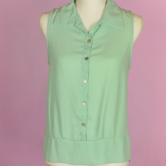 Mauve Tops - Mauve Sleeveless High Low Mint Blouse